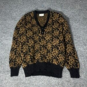 Vintage Alafoss Sweater Mens M Brown Icelandic Wool Henely Pullover Knit